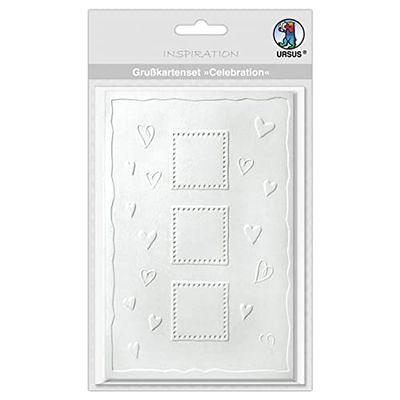 Ursus 55750007 - Wenskaartenset Celebration hearts, 5 kaarten met enveloppen, wit, ca. 12,5 x 18 cm, voor individueel kaartontwerp