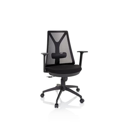hjh OFFICE 661006 Home-Office Silla de Oficina FALUN Basic Respaldo de Malla, Silla giratoria con Soporte Lumbar, Negro