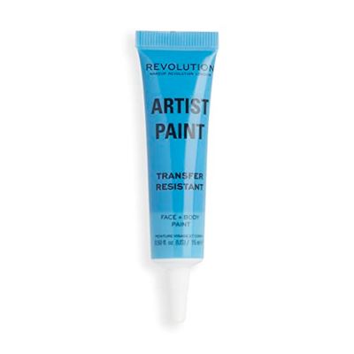 Makeup Revolution London, Collezione Artista, Pittura Viso e Corpo, Blu, Formula Gelatina, Pronta all'Uso, 15ml