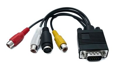 System-S Cable VGA 2 en 1 de 20 cm macho a S-Video hembra y RCA 3 RCA Composite hembra