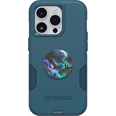 OtterBox Bundle Commuter Series Hoesje voor iPhone 14 PRO - (Don't BE Blue) + PopSockets PopGrip - (Olie Agaat)