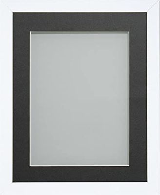Frame Company Jellybean Range White Wooden 7x5 inch Picture Photo Frame with Grey Mount for Image 6x4 inch * Choice of Colours & Sizes* Fitted with Perspex