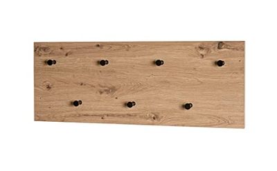 HAKU Möbel Perchero de pared roble, negro, MDF, metal - Dim.: AN 80 cm x AL 30 cm x P 5 cm, Estilo: Moderno