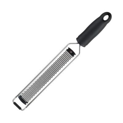 MasterChef Lemon Zester Grater Tool for Citrus Fruits, Garlic, Ginger, Nutmeg, Parmesan Cheese, Chocolate etc, Extra Fine Stainless Steel Blades with Black Easy Grip Handle & Non-Slip Rubber Foot
