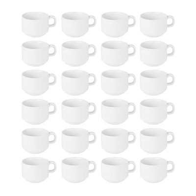 Olympia Athena Tasses empilables 200ml (lot de 24), porcelaine blanche, résistantes aux éclats, compatibles avec la soucoupe CC202, passent au micro-ondes/lave-vaisselle, CC200