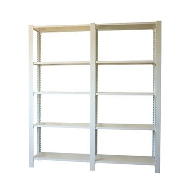 Simon Rack Librería Estanteria Oficina, 2 Módulos, 2100x1800x400 mm, 5 Alturas, Bandeja Madera, Estilo Industrial, Metálicas, Blanco - Officlick