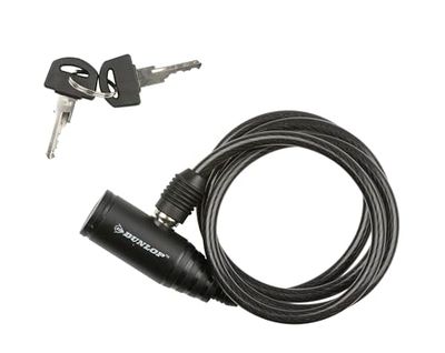 Serrure en Spirale Dunlop - Antivol de Vélo - 8 x 1500 MM - Inclus 2 Clés - Serrure - Câble d'Antivol - Serrure pour Vélo - Noir