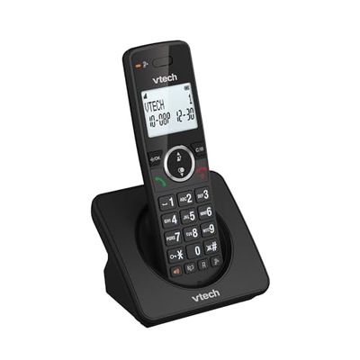 VTech ES2000 Téléphone sans Fil DECT avec Blocage d'appel, contrôle du Volume, Identification de l'appelant/Appel en Attente, 18 Heures d'autonomie, numérotation Rapide, Noir