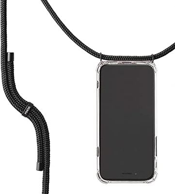 KNOK Case Coque iPhone 13 Pro Cordon Tour De Cou Telephone-Pochette pour Telephone Portable, Cordon Collier, Dragonne Telephone Portable, Coque Collier-Étuis À Bandoulière Et Cordon Collier(Tout noir)
