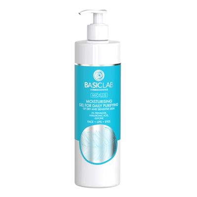 BasicLab Dermocosmetics Gel nettoyant hydratant pour peaux sèches et sensibles | 300 ml | Démaquillant pour les soins de la peau le soir