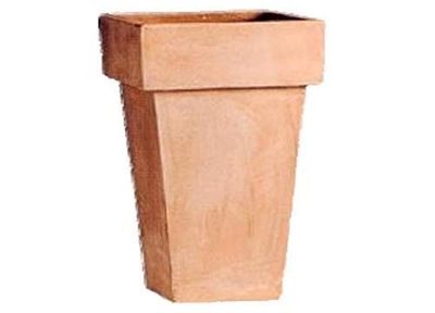 VASO QUADRO ALTO IN TERRACOTTA PER PIANTE E FIORI; ALTEZZA CM. 38, LATO CM. 20 – FATTO A MANO – ACCESSORI CASA/GIARDINO/TERRAZZO - MADE IN ITALY DI VASERIE RINALDI.