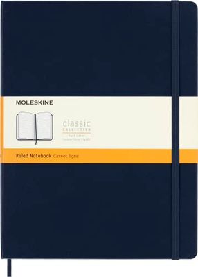 Moleskine Saffierblauw extra groot notitieboek met gelinieerd papier