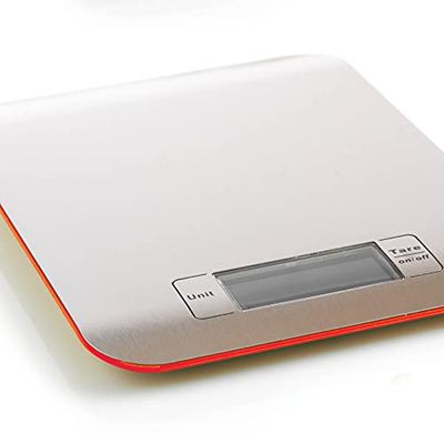 Mastrad Keukenweegschaal, nauwkeurig wegen tot 5 kg, extra platte en lichte weegschaal, robuust oppervlak, tarra-functie voor gelijktijdig wegen van meerdere ingrediënten