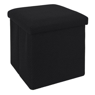 HOME DECO FACTORY, HD0506, Zwarte Opvouwbare Puffen Kist met Elegant Ontwerp, Multifunctioneel Opslag, Comfortabele Zitplaats, Gemakkelijk Schoon te Maken, Ideaal voor Kleine Ruimtes, 38 cm Zwart