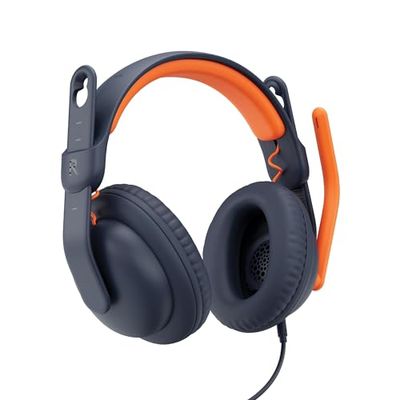 Logitech Zone Learn, cuffia con cavo e microfono per studenti, comoda e regolabile per adattarsi alle dimensioni della testa dei bambini, AUX da 3,5 mm, USB-A e USB-C - Blu