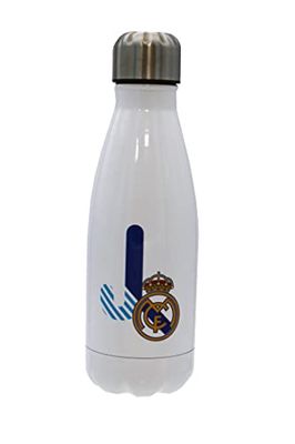 CYP Botella Personalizable Blanca de Acero 550ml Real Madrid, Unisex, Plata, Diseño Letra J