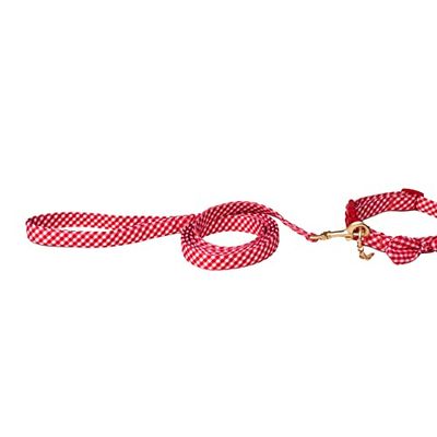 Dolly Doggy Parton Ensemble Harnais et Laisse/Collier pour Chien, Motif Vichy Rouge, Taille L