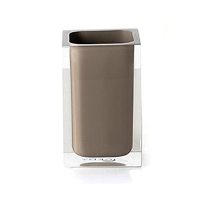 Gedy Taupe, Auckland Bathroom, Dimensions and Weight: 11 x 7.2 x 7.2 cm & 0.25 kg, Transparent Resin Toothbrush Holder, R&D Design, Handmade, 2 Years Warranty, Unique