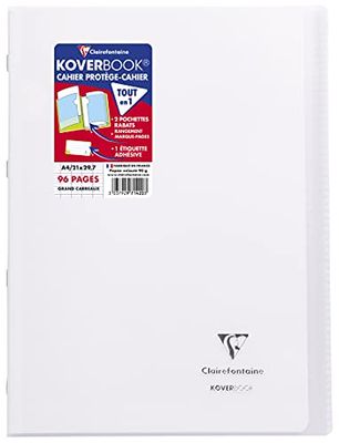 Clairefontaine 971420SC Koverbook Geniet schrift - A4 21x29,7 cm - 48 blad geruit Séyès - Wit papier 90g - Polypro omslag - Kleurloos