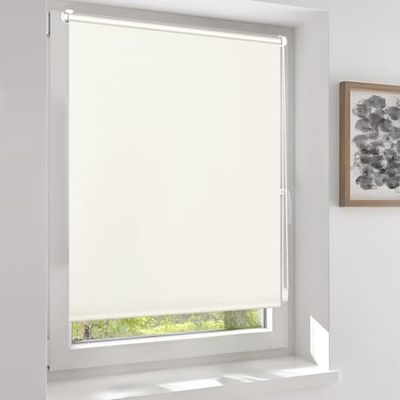 Sekey Klemmfix - Store Enrouleur occultant sans perçage - Double Face - Couleur Unie - Cordon de Traction latérale - Protection Solaire et Brise-Vue - Store occultant - 60 x 150 cm - Crème