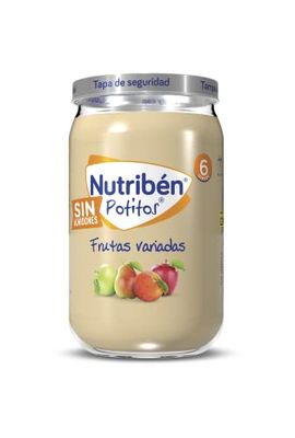 Nutribén Potitos, Tarrito de Frutas Variadas, Para Bebés a partir de 6 Meses, Sin Almidones, Sin Azúcares Añadidos, 235 g