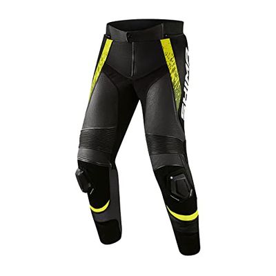 SHIMA STR 2.0 Motorbroek - lederen sportbroek met heup- en kniebeschermers, kniebeschermers, geperforeerd leer, voor 2-delig pak (zwart/fluo, 48)