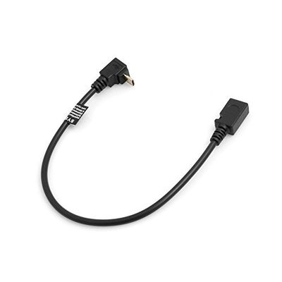 System-S Câble Adaptateur Micro USB 90 ° Angle à la Baisse Micro USB + Câble de Chargement et de données Rallonge 27 cm