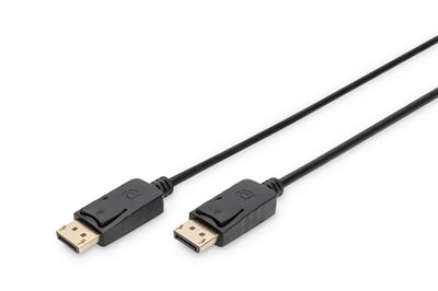 DIGITUS Cabo DisplayPort - UHD 4K/60 Hz - 3 m - com bloqueio - HBR 2 - compatível com monitores e placas gráficas para jogos - Polybag - preto