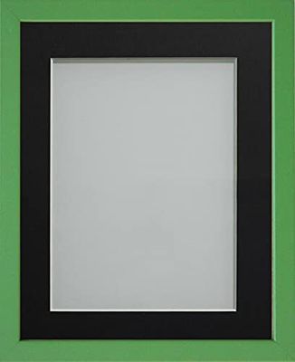 Frame Company Jellybean Range Green Wooden 8x8 inch Picture Photo Frame with Black Mount for Image 5x5 inch * Choice of Colours & Sizes* Fitted with Perspex
