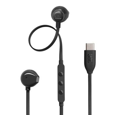 JBL Tune 305 C Auricolari USB-C ad Alta Risoluzione Audio, con Cavo Piatto Antigroviglio, Comando a 3 Tasti Bassi Profondi, Pure Bass, Nero