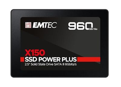 EMTEC - Disque Dur SSD Interne 2,5" - SATA - Collection X150 Power Plus - 3D NAND - 960Go - 10x Plus Rapide qu’un Disque Dur Classique - Ultra-Performant