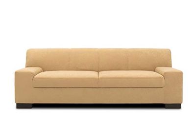 DOMO. collection Sofá Norma, sofá de 3 plazas, tapizado con Patas de Madera, 212 x 85 x 74 cm (Ancho x Profundidad x Alto), Tela Fina Beige