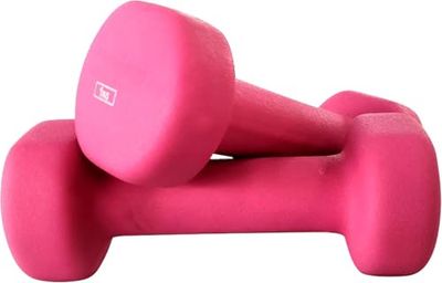 Ab. Neoprene Dumbbells of 2Kg (4.4LB) Includes 2 Dumbbells of 1Kg (2.2LB) | Color: Pink | Material: Iron with Neoprene Coat | Exercise and Fitness Weights | For Women and Men at Home/Gym Use