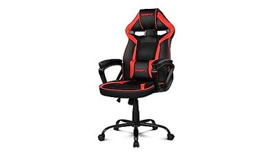 DRIFT GAMING Chair DR50 -DR50BR- Gamestoel, professioneel, in hoogte verstelbaar, tuimelstoel, gevoerde armleuningen, kunstleer, 67 x 122-131 x 67 cm, rood/zwart