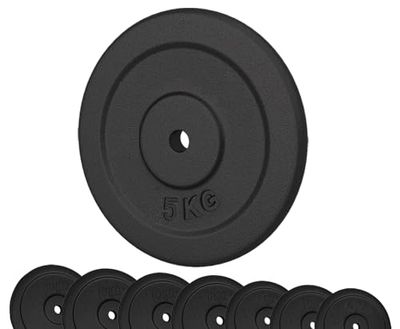 G5 HT SPORT Dischi in Ghisa per Palestra【Ø Foro 25 mm】 Venduti Singolarmente o in Coppia [da 0.5 a 20 kg] Compatibili con Bilancieri e Manubri | Resistenza e Durabilità per Home Gym (1 x 5 kg)