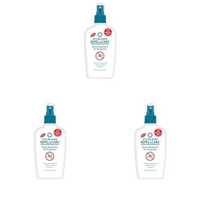 Ecran Repel Care, Spray Repelente de Mosquitos sin Alcohol - Spray Antimosquitos con Hasta 6 Horas de Protección - Ideal para Toda la Familia - Formato Viaje de 100 ml (Paquete de 3)