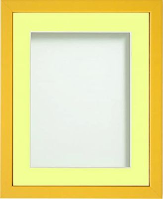 Frame Company Jellybean Range Mustard Yellow Wooden A4 Picture Photo Frame with Lemon Bon Bon Mount for Image 10x6 inch * Choice of Colours & Sizes* Fitted with Perspex