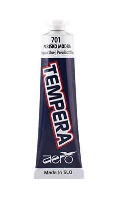 AERO Tempera Couleurs simples, bleu prussien, 12 tubes de 7,5 ml, non toxiques, vives et intenses, très pigmentées, peignables à l'eau, adaptées à de nombreuses techniques de peinture