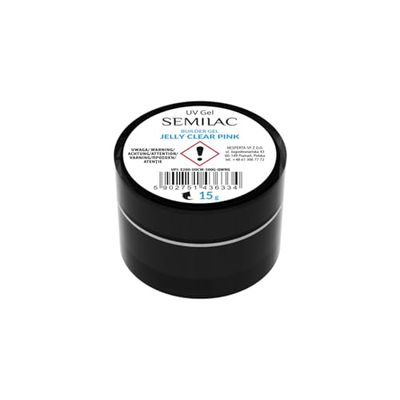 Semilac Clear Pink Jelly Nail Builder For Hard Strong Nails & Extend Gel - Perfect For Nail Construction and Nail Art. Easy To Apply, Non Damaging - Repairs Broken & Damaged Nails 15g'