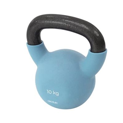 Cecotec Pesa Rusa de 10Kg Drumfit KettleBell 10000 Neo. Revestimiento de Neopreno, Hierro Fundido, Agarre Ergonómico, Diseño Estético y Fácil de Limpiar, Dimensiones 18.7x15x21cm