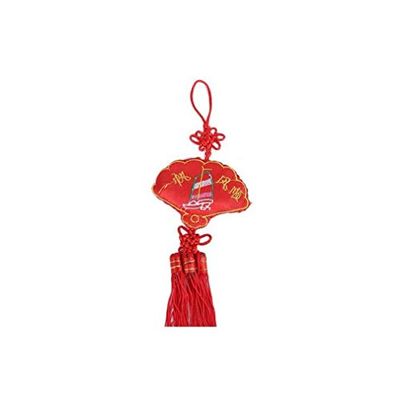 lachineuse - Pendentif Porte Bonheur Navire 30 cm - Porte-Bonheur Shinois à Suspendre - Amulette Japonaise - Omamori Porte Chance - Coloris Rouge - Cadeau Japon Asie - Richesse & Prospérité