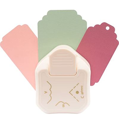 Vaessen Creative Perforadora 3 en 1, CREA Esquinas Redondeadas y Etiquetas, para Manualidades, Scrapbooking y Tarjetería, Blanco-Rosa, talla única, one size