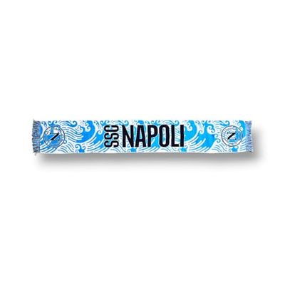 3R Sport SSC Neapel jacquard-halsduk, officiell produkt 100% akryl, ljusblå, vit, blå