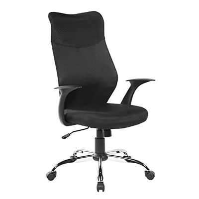 Ibbe Design Ergonomiczne Krzesło Biurowe Obrotowe Komputerowe Krzesło Toscana z Podłokietnikam, Regulacja wysokości siedziska, Czarny, Tkanina (siatka), Funkcja przechylania, 61x64.5x119 cm