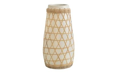 FLORERO CERAMICA ENREJILLADO RATTAN
