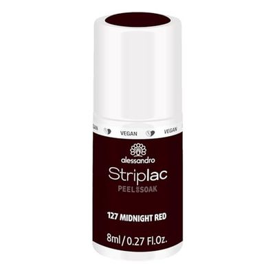 alessandro Striplac UV-nagellack Midnight Red – skonsamt och långvarigt – enkel borttagning tack vare Peel-Off-tekniken – vegansk och djurförsöksfri – 8 ml