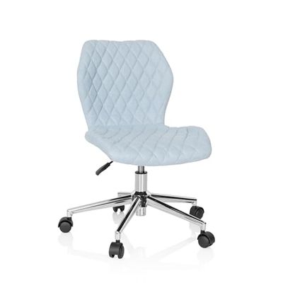 hjh OFFICE 670955 krzesło dla dzieci i młodzieży Joy II materiał jasnoniebieski fotel biurkowy z kółkami, rosnący wraz z dzieckiem, 83 x 47 x 43 cm