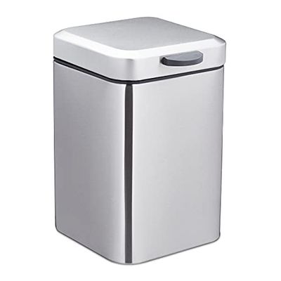 Relaxdays Poubelle de salle de bain, fixation murale, 3 l, carrée, frein de chute, HxLxP: 24,5x16x23 cm, argenté