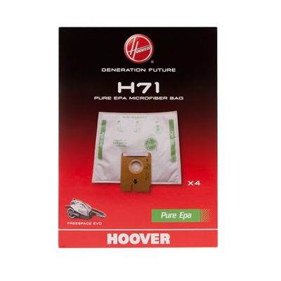 HOOVER H71 Sacs pour Aspirateurs Hoover - Compatibles avec l’Aspirateur Traîneau Hoover Freespace Evo - Sacs d'Origine - en Microfibre - Pure EPA - Lot de 4 Pièces