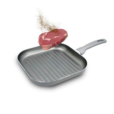 VoltShine Parrilla de Aluminio Antiadherente 20 cm, Ligera, fácil de Limpiar, Ideal para cocinar a la Parrilla y Asar Alimentos sin Que se peguen.